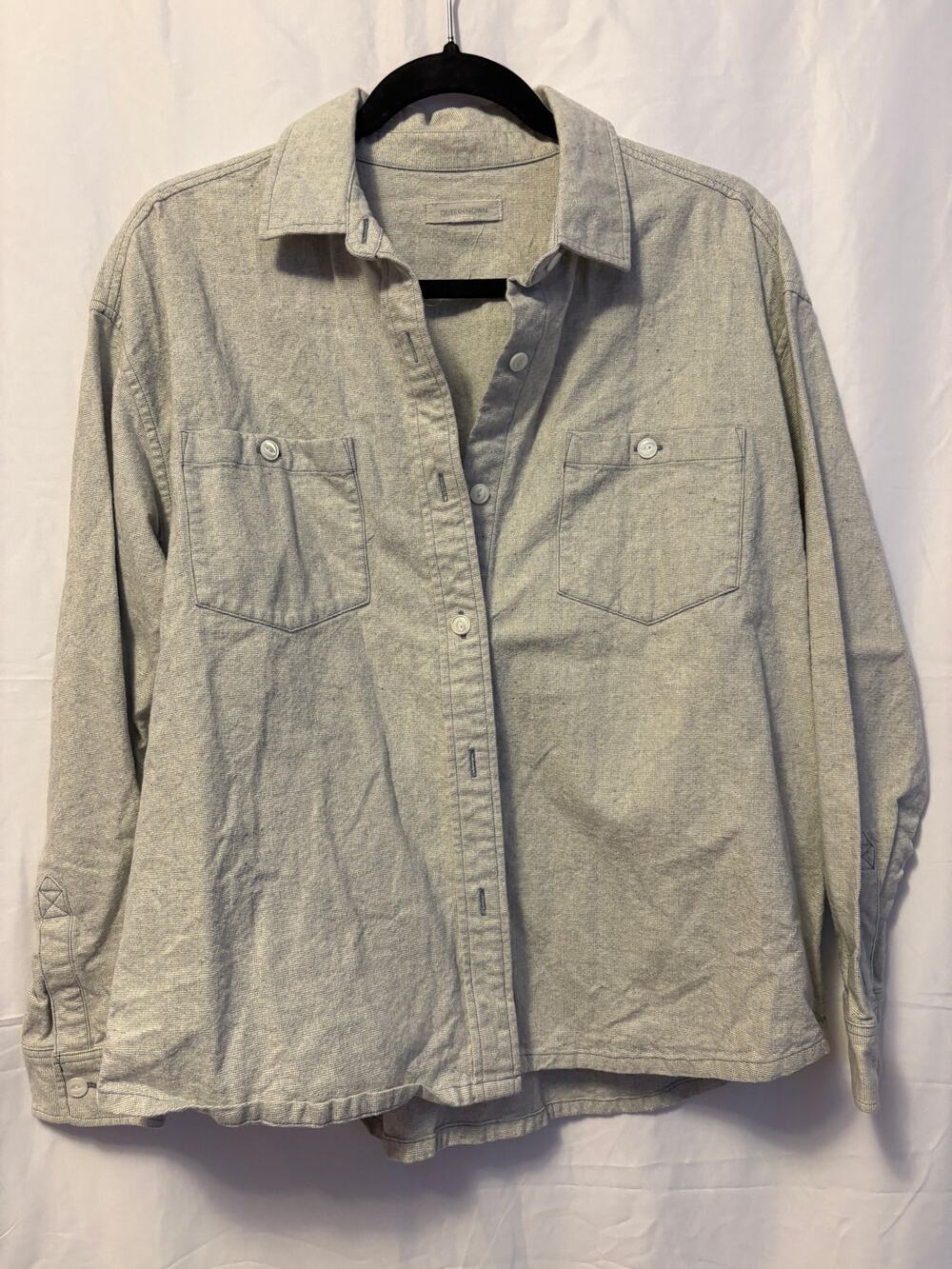 Outerknown Button Down Top Long Sleeve Flannel Cotton Gray Women's Sz S